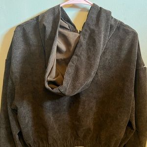 Brown Corduroy Zip Up Hoodie